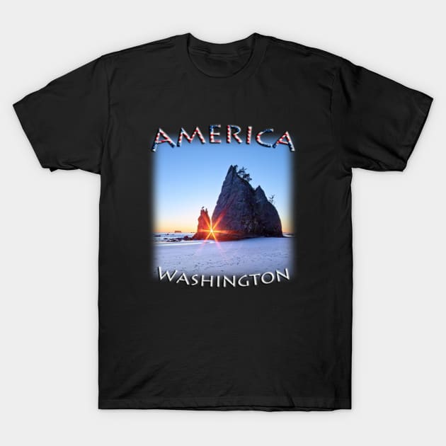 America - Washington - Rialto Beach sunset T-Shirt by TouristMerch